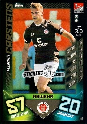 Sticker Florian Carstens - German Fussball Bundesliga 2019-2020. Match Attax Action - Topps