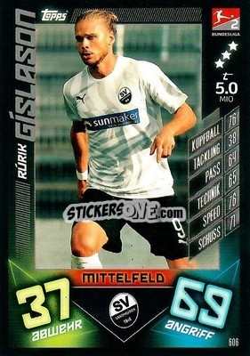 Sticker Rúrik Gíslason - German Fussball Bundesliga 2019-2020. Match Attax Action n. 606 - Topps