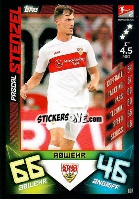 Sticker Pascal Stenzel - German Fussball Bundesliga 2019-2020. Match Attax Action n. 607 - Topps