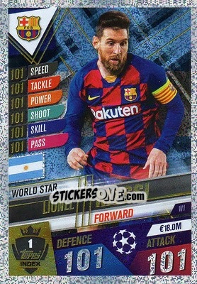 Sticker Lionel Messi - Match Attax 101. Season 2019-2020 n. W1 - Topps