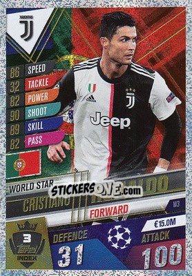 Sticker Cristiano Ronaldo - Match Attax 101. Season 2019-2020 n. W3 - Topps
