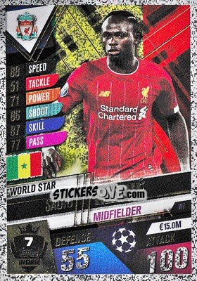 Sticker Sadio Mané - Match Attax 101. Season 2019-2020 n. W7 - Topps