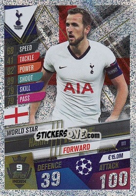 Sticker Harry Kane - Match Attax 101. Season 2019-2020 n. W9 - Topps