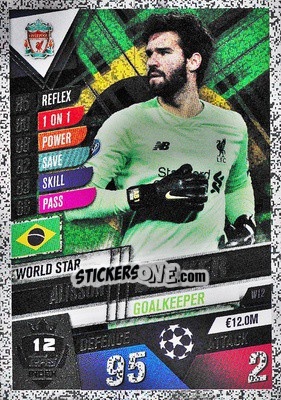 Sticker Alisson Becker - Match Attax 101. Season 2019-2020 n. W12 - Topps