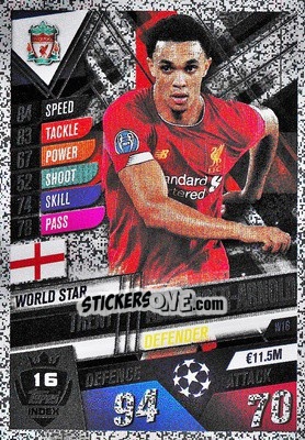 Sticker Trent Alexander-Arnold - Match Attax 101. Season 2019-2020 n. W16 - Topps