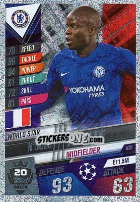 Sticker N'Golo Kanté - Match Attax 101. Season 2019-2020 n. W20 - Topps