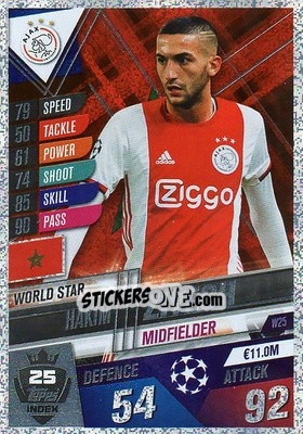 Sticker Hakim Ziyech - Match Attax 101. Season 2019-2020 n. W25 - Topps