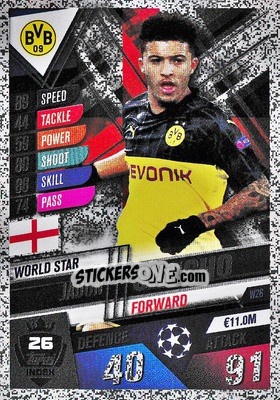 Sticker Jadon Sancho - Match Attax 101. Season 2019-2020 n. W26 - Topps