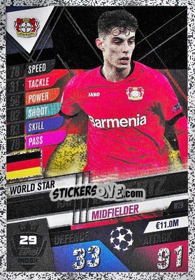 Sticker Kai Havertz - Match Attax 101. Season 2019-2020 n. W29 - Topps