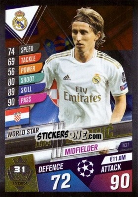 Sticker Luka Modric - Match Attax 101. Season 2019-2020 n. W31 - Topps