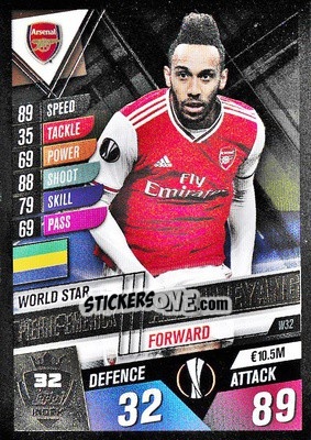Sticker Pierre-Emerick Aubameyang - Match Attax 101. Season 2019-2020 n. W32 - Topps