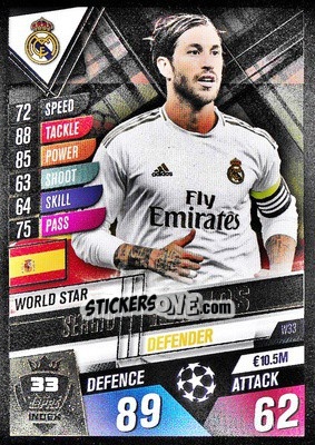 Sticker Sergio Ramos - Match Attax 101. Season 2019-2020 n. W33 - Topps