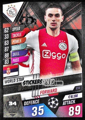 Sticker Dusan Tadic - Match Attax 101. Season 2019-2020 n. W34 - Topps