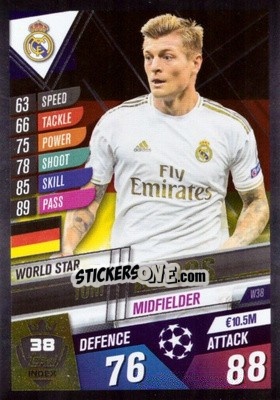 Sticker Toni Kroos - Match Attax 101. Season 2019-2020 n. W38 - Topps