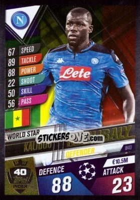 Sticker Kalidou Koulibaly - Match Attax 101. Season 2019-2020 n. W40 - Topps