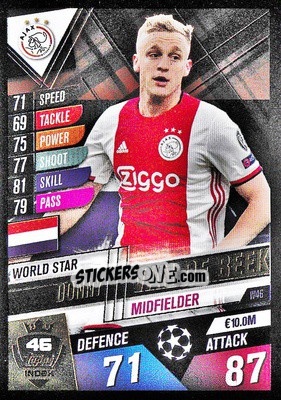 Sticker Donny van de Beek - Match Attax 101. Season 2019-2020 n. W46 - Topps
