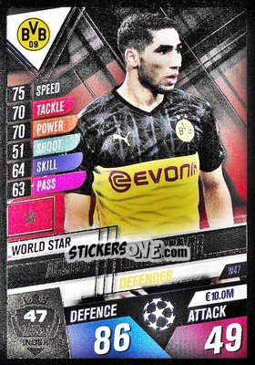 Sticker Achraf Hakimi - Match Attax 101. Season 2019-2020 n. W47 - Topps