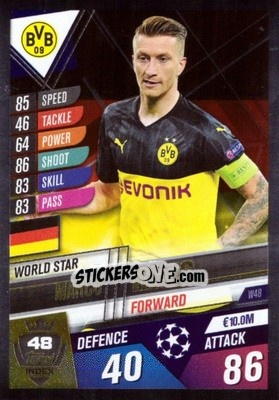 Sticker Marco Reus - Match Attax 101. Season 2019-2020 n. W48 - Topps