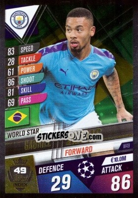 Sticker Gabriel Jesus - Match Attax 101. Season 2019-2020 n. W49 - Topps
