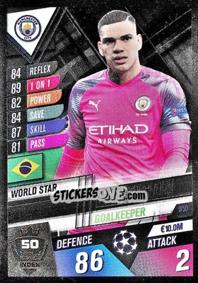 Sticker Ederson - Match Attax 101. Season 2019-2020 n. W50 - Topps