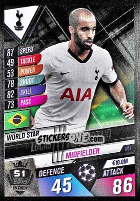 Sticker Lucas Moura - Match Attax 101. Season 2019-2020 n. W51 - Topps