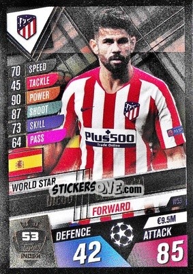 Sticker Diego Costa - Match Attax 101. Season 2019-2020 n. W53 - Topps