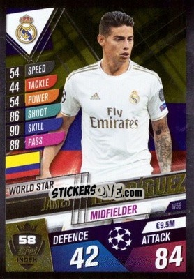 Sticker James Rodriguez - Match Attax 101. Season 2019-2020 n. W58 - Topps