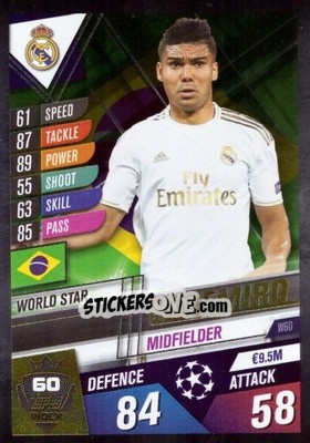 Sticker Casemiro - Match Attax 101. Season 2019-2020 n. W60 - Topps