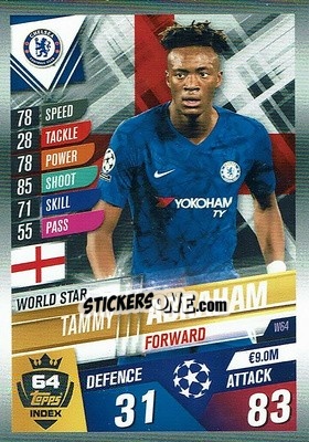 Sticker Tammy Abraham - Match Attax 101. Season 2019-2020 n. W64 - Topps