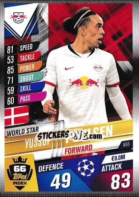 Sticker Yussuf Poulsen - Match Attax 101. Season 2019-2020 n. W66 - Topps