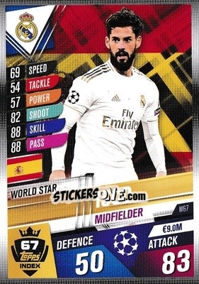 Sticker Isco - Match Attax 101. Season 2019-2020 n. W67 - Topps