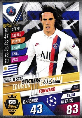 Sticker Edinson Cavani - Match Attax 101. Season 2019-2020 n. W68 - Topps