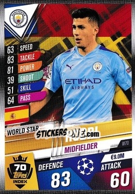 Sticker Rodri - Match Attax 101. Season 2019-2020 n. W70 - Topps