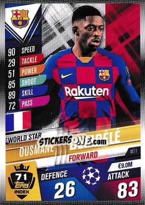 Sticker Ousmane Dembélé - Match Attax 101. Season 2019-2020 n. W71 - Topps