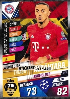 Sticker Thiago Alcántara - Match Attax 101. Season 2019-2020 n. W76 - Topps