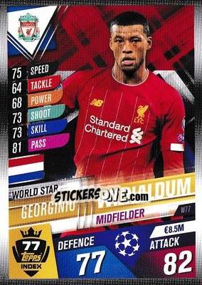 Sticker Georginio Wijnaldum - Match Attax 101. Season 2019-2020 n. W77 - Topps