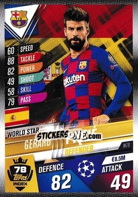 Sticker Gerard Piqué - Match Attax 101. Season 2019-2020 n. W78 - Topps