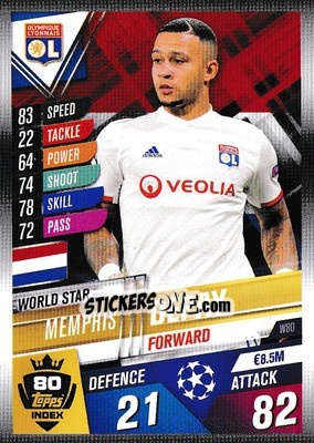 Sticker Memphis Depay - Match Attax 101. Season 2019-2020 n. W80 - Topps