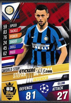 Sticker Stefan de Vrij - Match Attax 101. Season 2019-2020 n. W83 - Topps