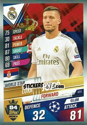 Sticker Luka Jovic - Match Attax 101. Season 2019-2020 n. W84 - Topps