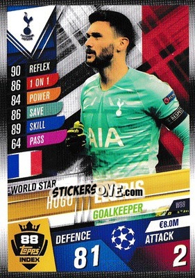 Sticker Hugo Lloris - Match Attax 101. Season 2019-2020 n. W88 - Topps