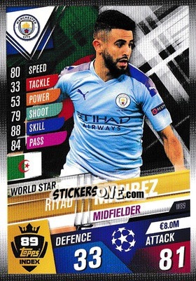 Sticker Riyad Mahrez - Match Attax 101. Season 2019-2020 n. W89 - Topps