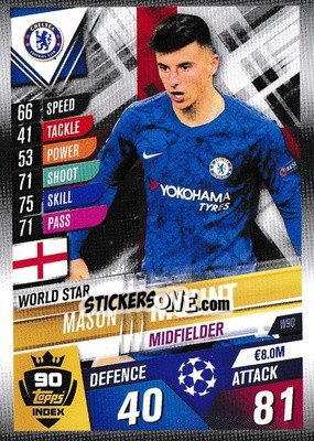 Sticker Mason Mount - Match Attax 101. Season 2019-2020 n. W90 - Topps
