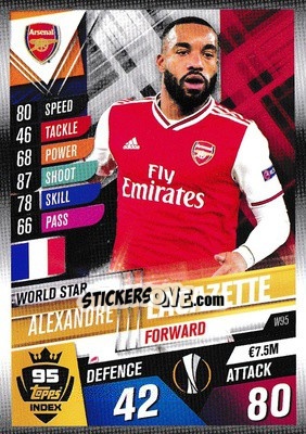 Sticker Alexandre Lacazette - Match Attax 101. Season 2019-2020 n. W95 - Topps