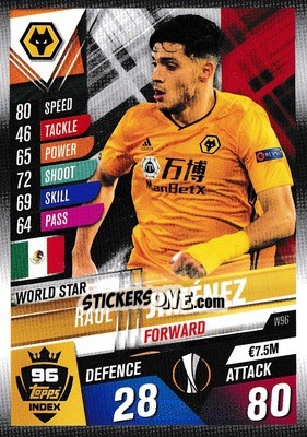 Sticker Raúl Jiménez - Match Attax 101. Season 2019-2020 n. W96 - Topps