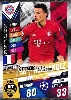 Sticker Lucas Hernández - Match Attax 101. Season 2019-2020 n. W97 - Topps