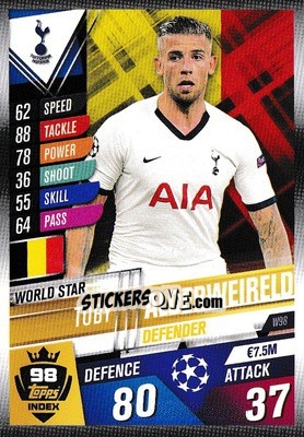 Sticker Toby Alderweireld - Match Attax 101. Season 2019-2020 n. W98 - Topps