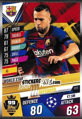 Sticker Jordi Alba - Match Attax 101. Season 2019-2020 n. W99 - Topps