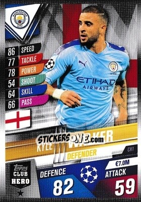Sticker Kyle Walker - Match Attax 101. Season 2019-2020 n. CH1 - Topps