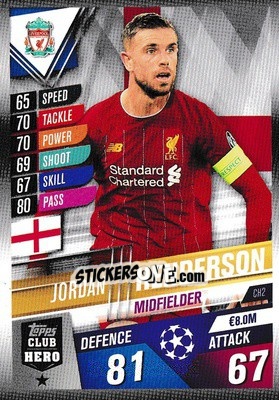 Sticker Jordan Henderson - Match Attax 101. Season 2019-2020 n. CH2 - Topps
